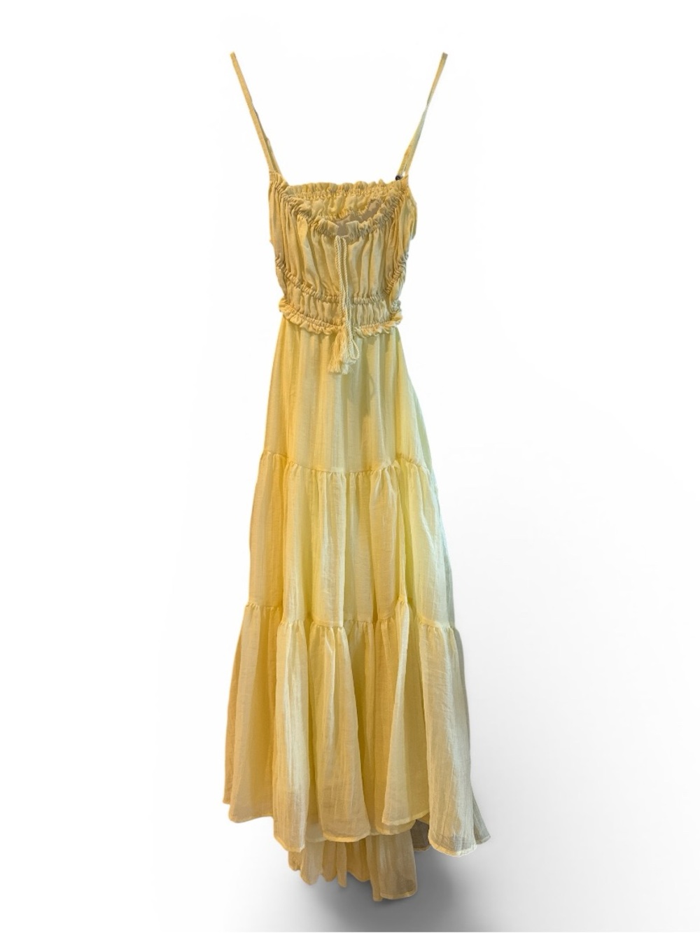 Yellow Tiered Smocked Maxi Dress -  Women